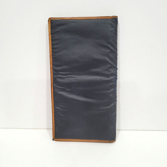 Hunting World Black Tan Wallet Long Checkbook Card Holder Leather Bifold Italian - Picture 2 of 11